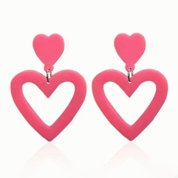 NWT Pink Heart Acrylic Earrings - Picture 3 of 3